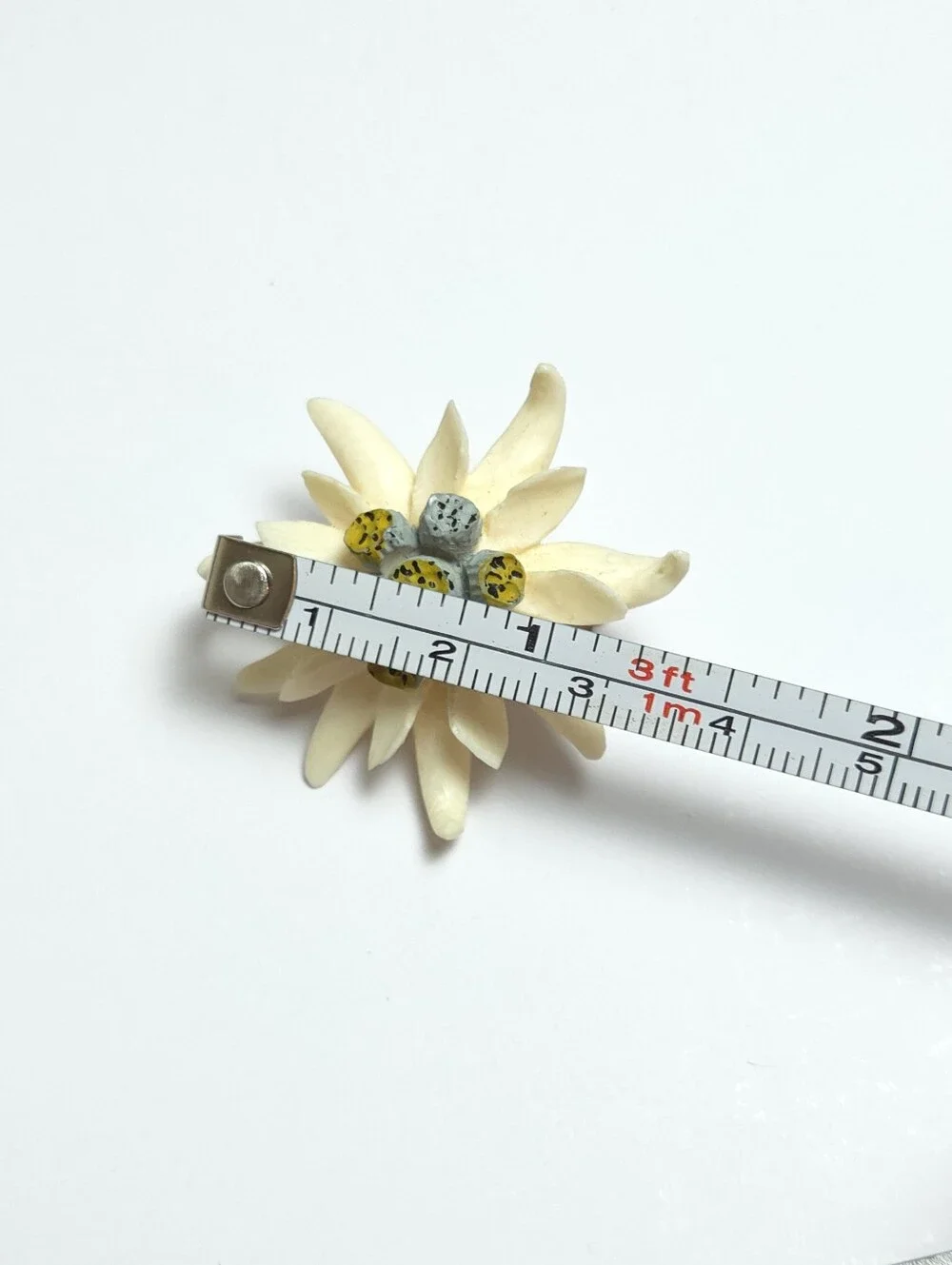 Vintage Edelweiss Carved Celluliod Flower Brooch Sweetheart Flower Brooch